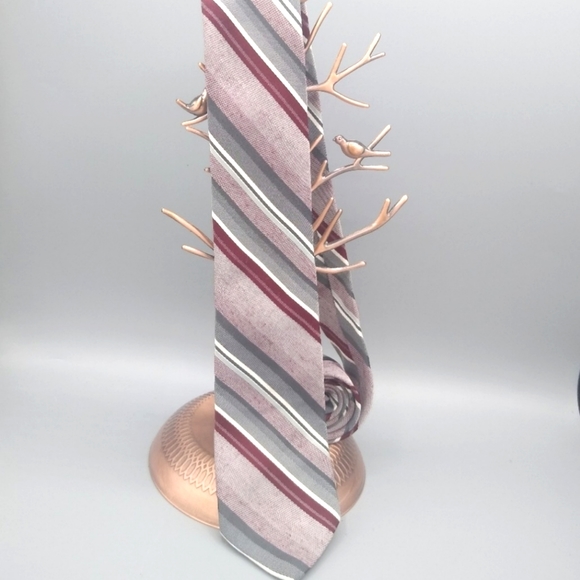 Michelle Wool Blend Slubbed Regimental Striped Tie Vintage - Picture 10 of 10